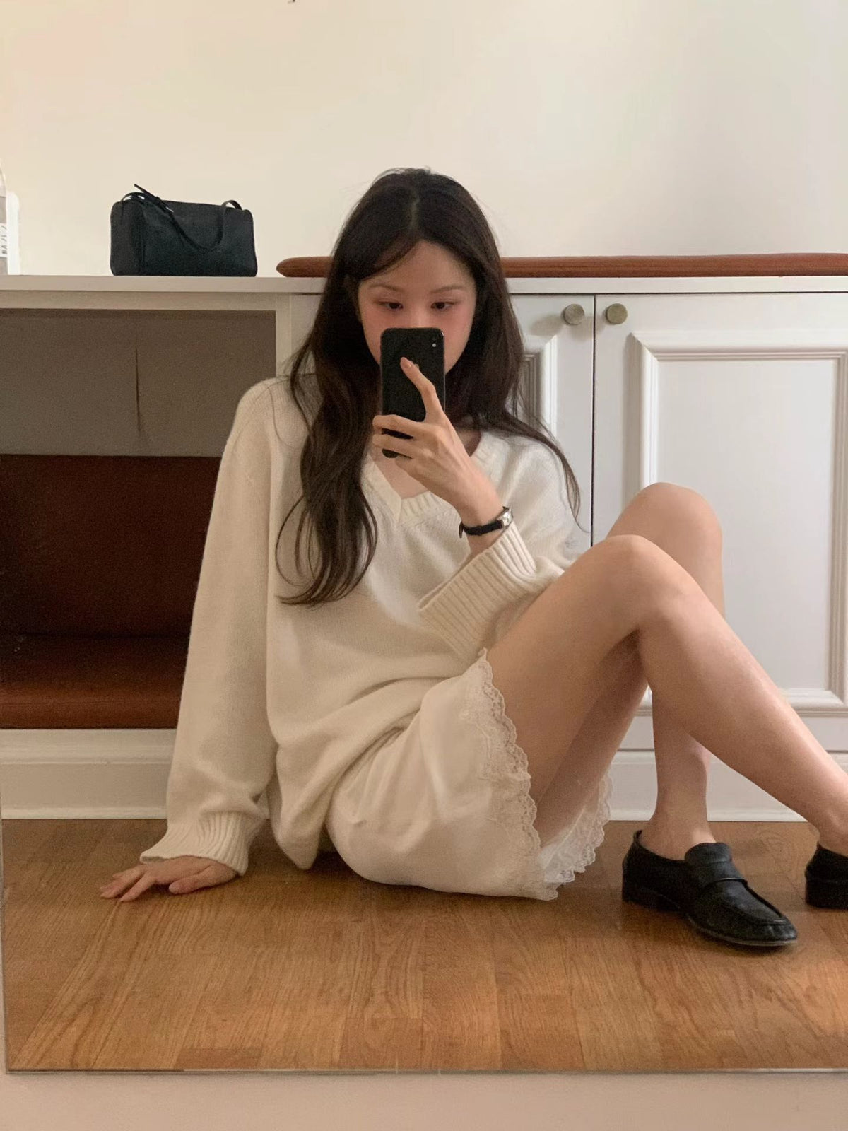 Angel Korea 秋寬鬆V領針織O17