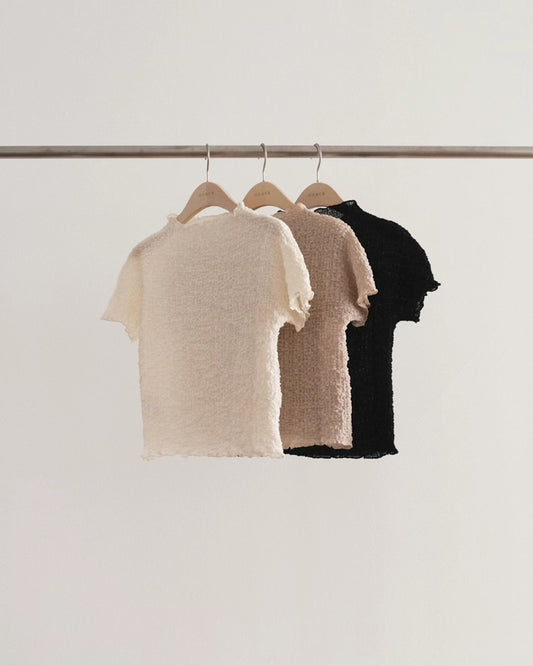 春皺皺紋理短袖上衣