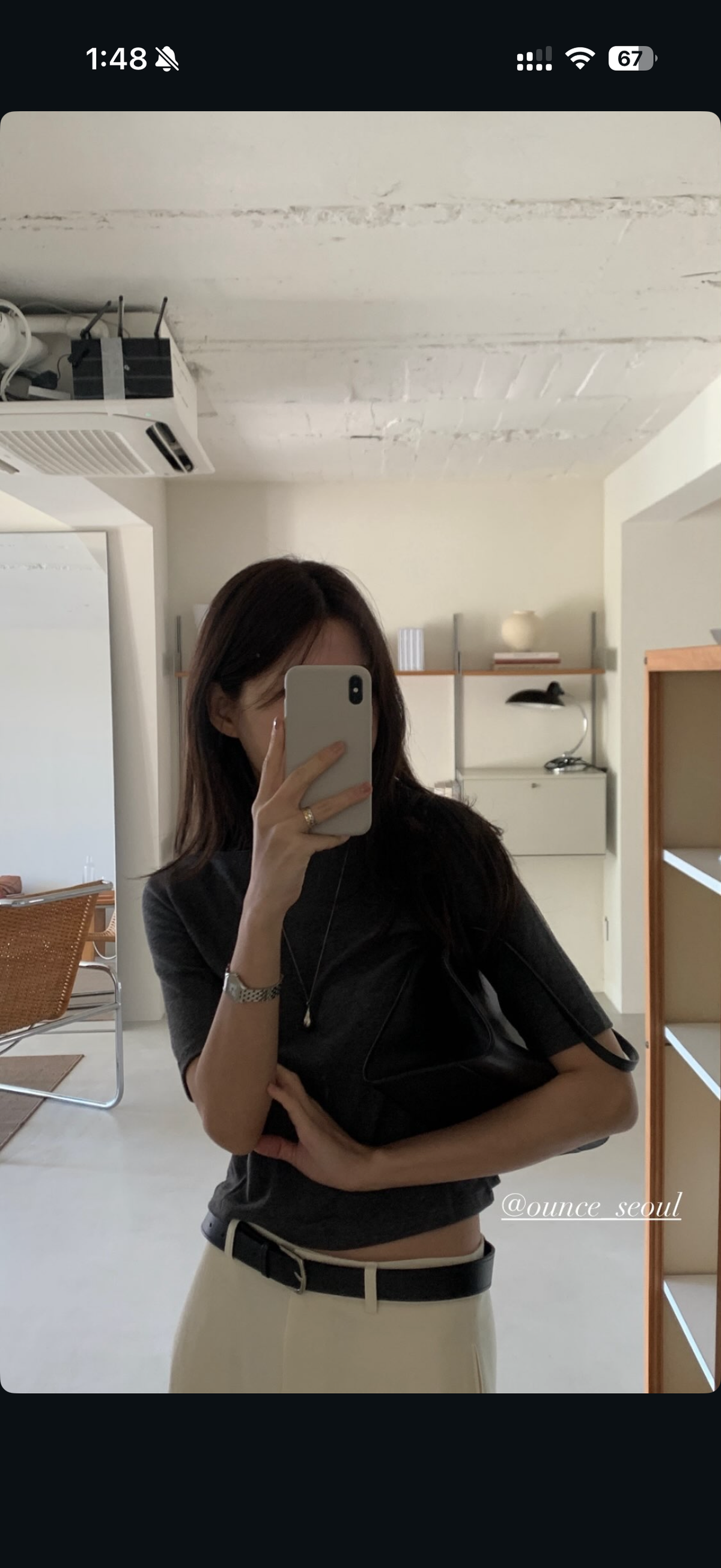 Angel Korea 秋立領五分袖上衣O82