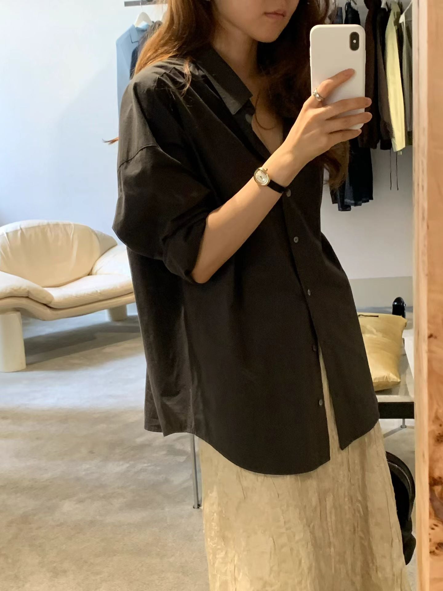 Angel Korea 秋素面氣質襯衫O51