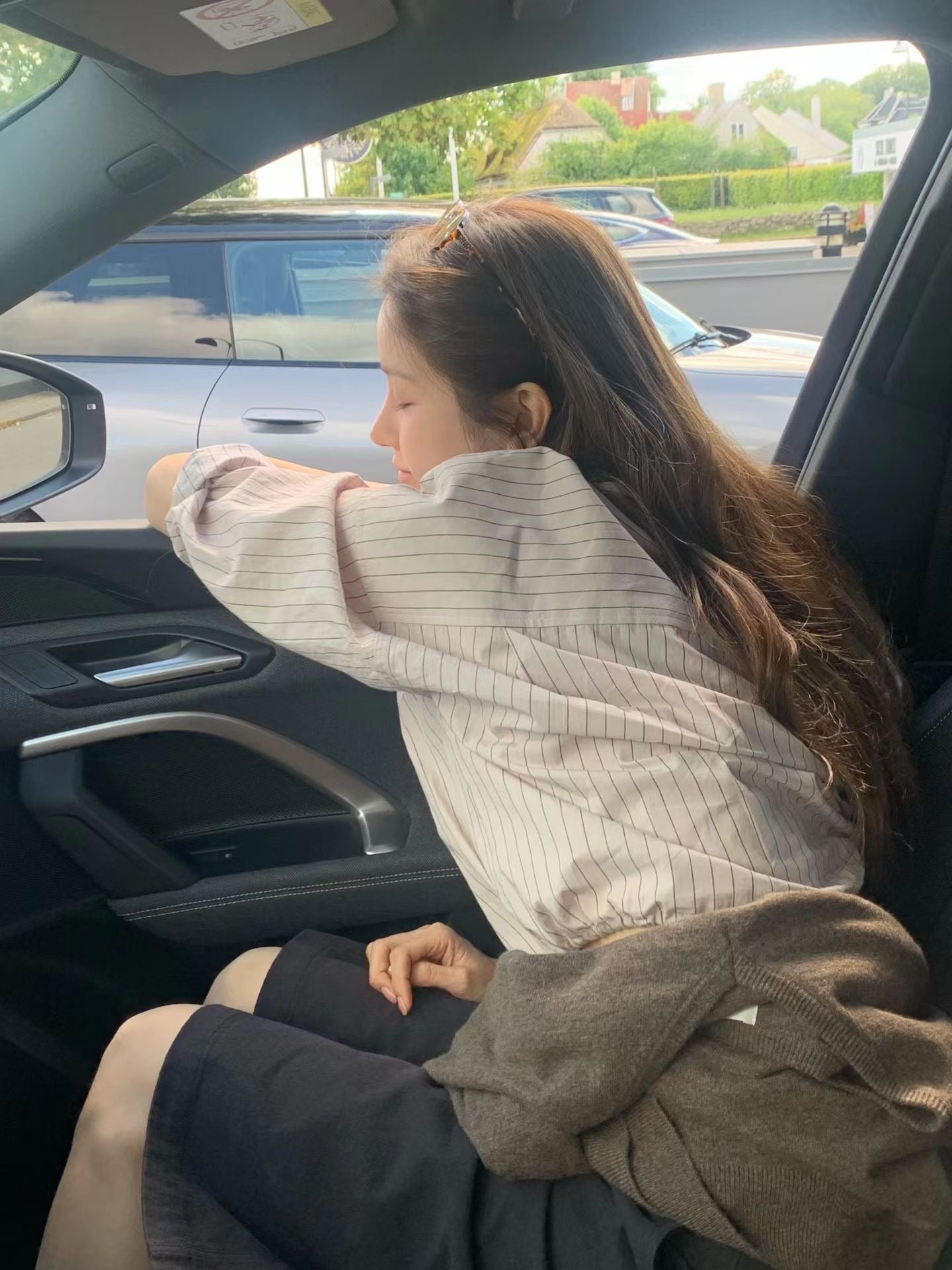 Angel Korea 秋 綁帶直紋襯衫O30