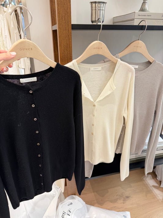 春輕薄排釦針織外