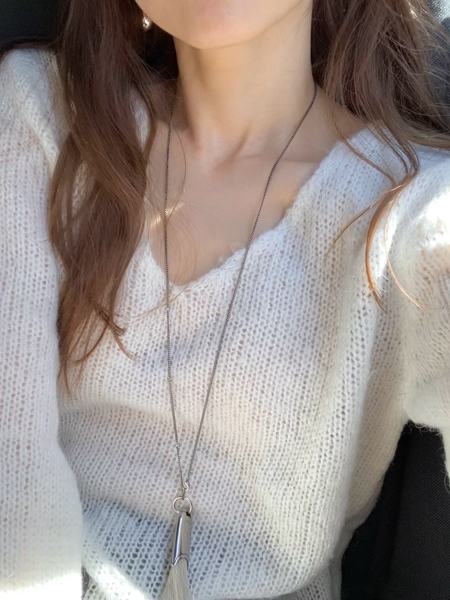 Angel Korea 秋V領透膚針織O61