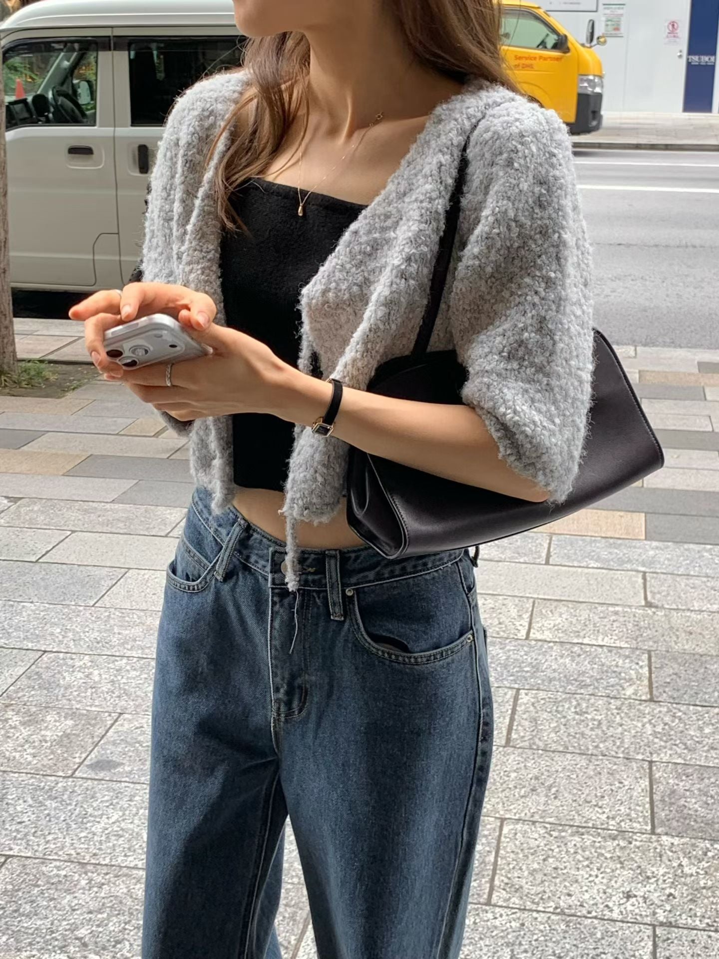 Angel Korea 秋極細短針織背心O70