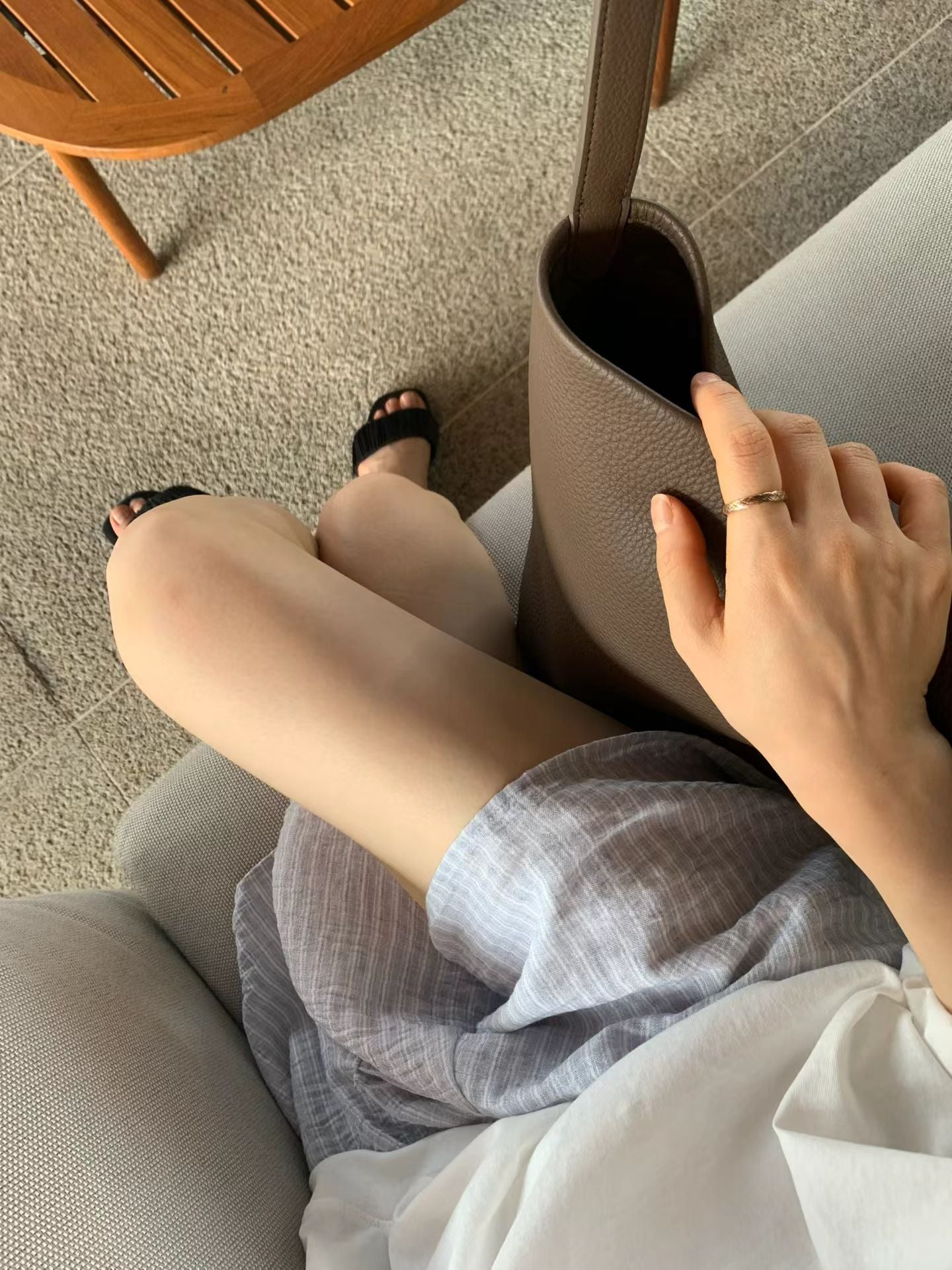 夏藍直紋短褲