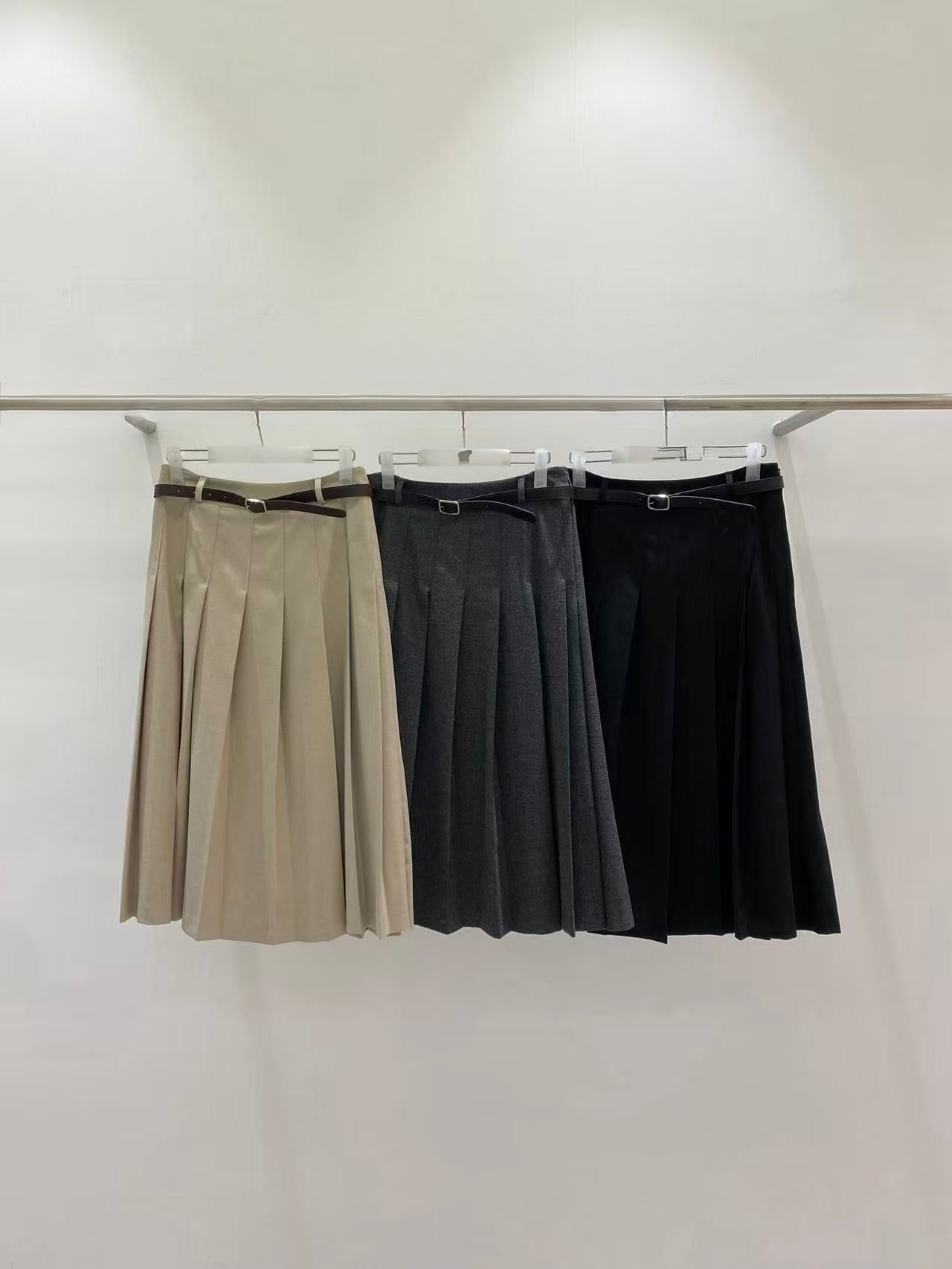 Angel Korea 秋腰帶百褶裙L012