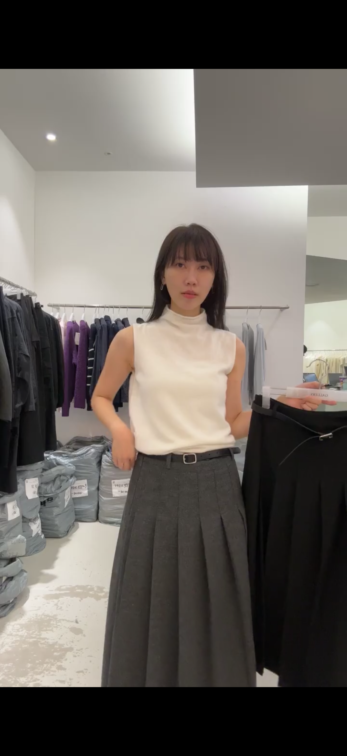 Angel Korea 秋腰帶百褶裙L012