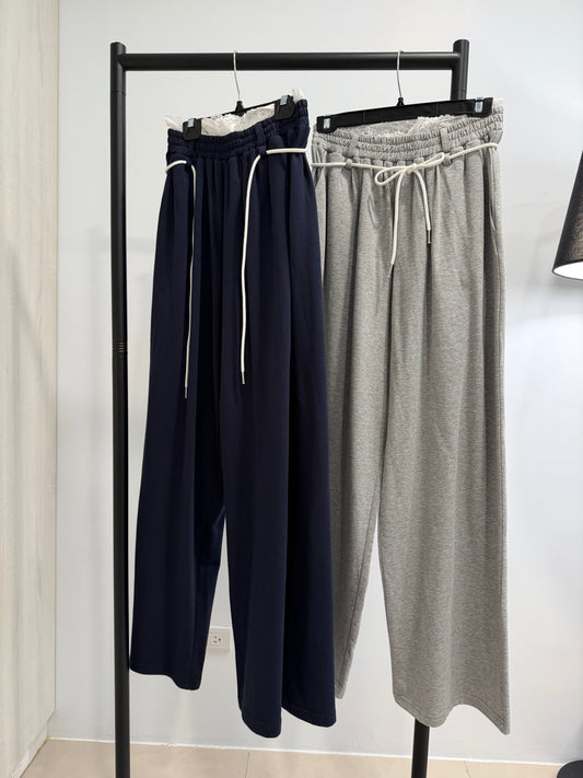 腰蕾絲高級棉褲 2色